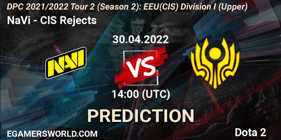 NaVi vs CIS Rejects: Match Prediction. 30.04.2022 at 14:00, Dota 2, DPC 2021/2022 Tour 2 (Season 2): EEU(CIS) Division I (Upper)