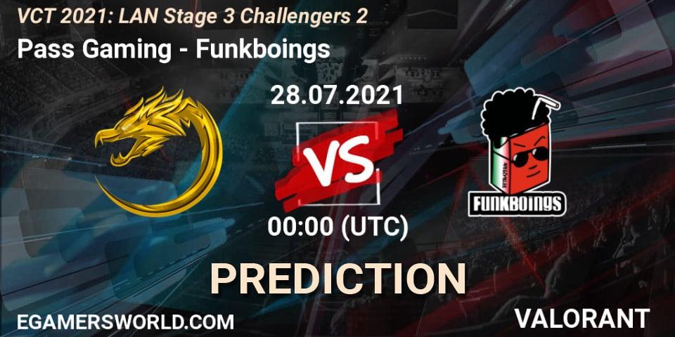 Pass Gaming vs Funkboings: Match Prediction. 28.07.2021 at 00:00, VALORANT, VCT 2021: LAN Stage 3 Challengers 2