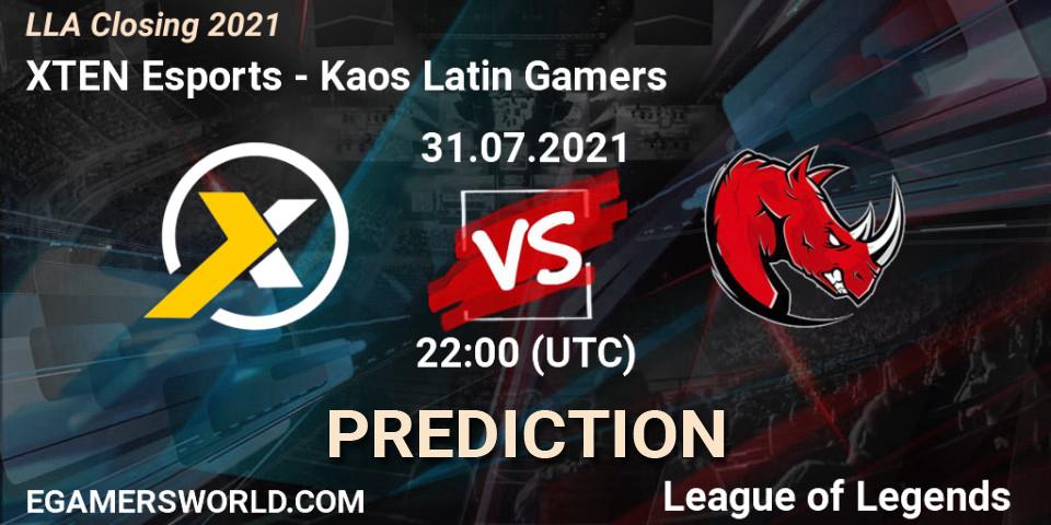 XTEN Esports vs Kaos Latin Gamers: Match Prediction. 01.08.21, LoL, LLA Closing 2021