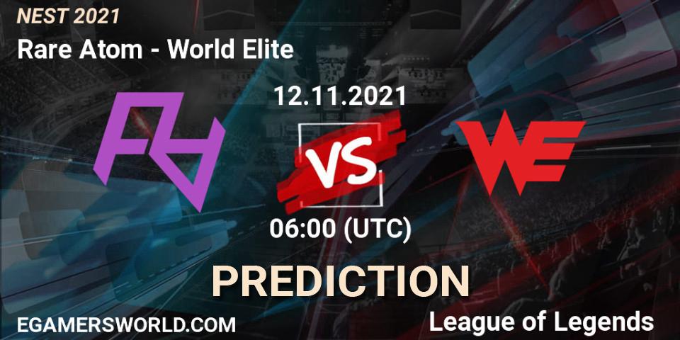 World Elite vs Rare Atom: Match Prediction. 16.11.2021 at 10:00, LoL, NEST 2021