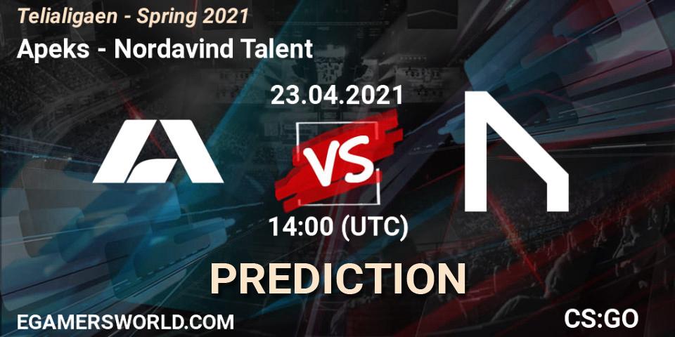 Apeks vs Nordavind Talent: Match Prediction. 23.04.2021 at 14:00, Counter-Strike (CS2), Telialigaen - Spring 2021