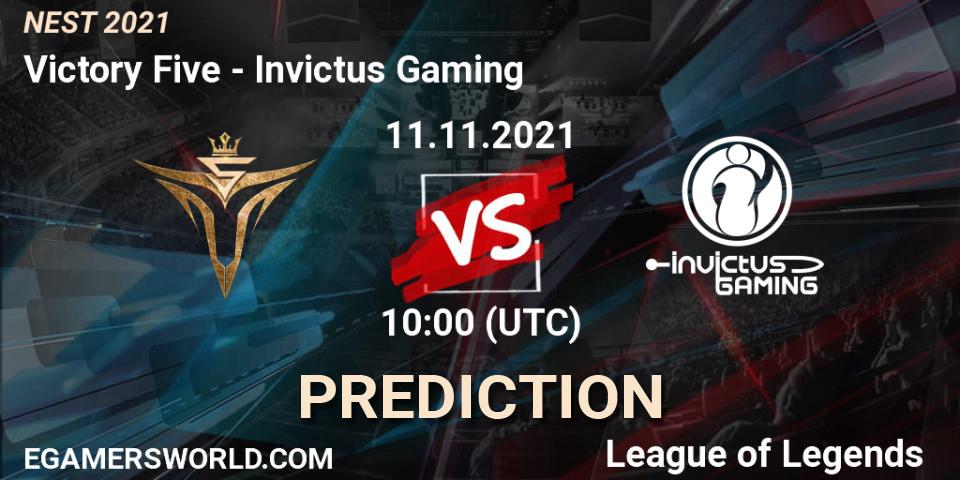 Invictus Gaming vs Victory Five: Match Prediction. 15.11.2021 at 06:00, LoL, NEST 2021