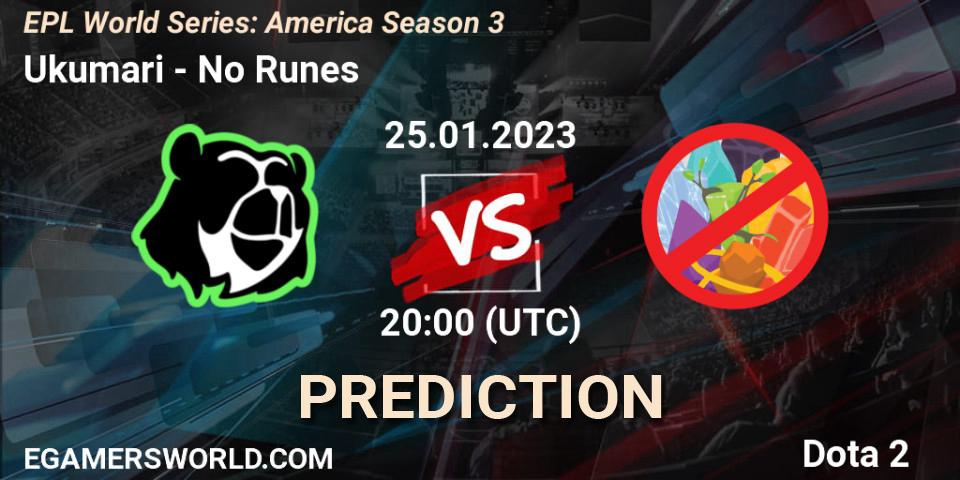 Ukumari vs No Runes: Match Prediction. 25.01.23, Dota 2, EPL World Series: America Season 3