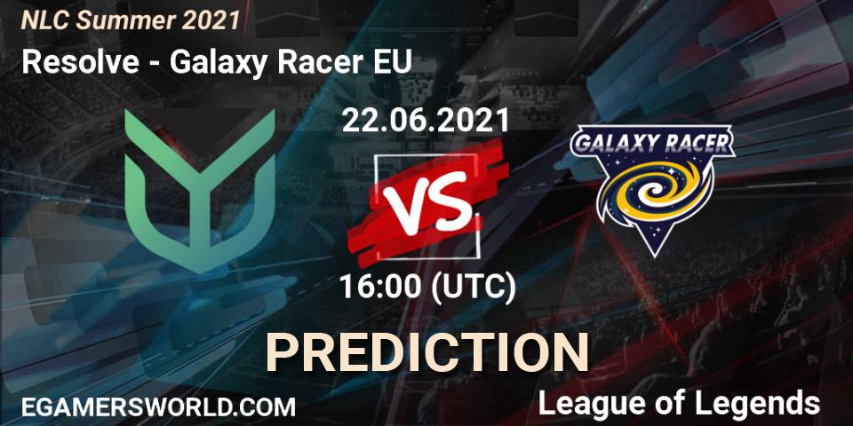 Resolve vs Galaxy Racer EU: Match Prediction. 22.06.2021 at 16:00, LoL, NLC Summer 2021