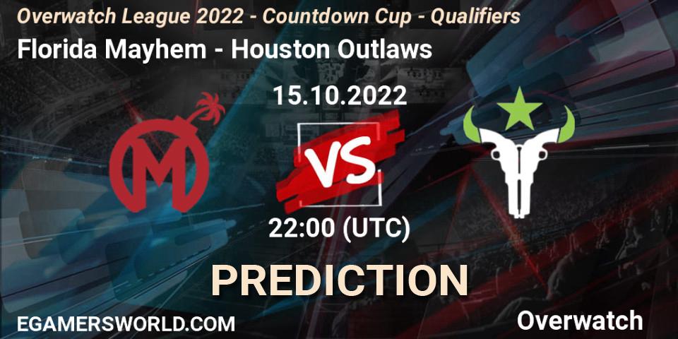 Florida Mayhem vs Houston Outlaws: Match Prediction. 15.10.2022 at 22:30, Overwatch, Overwatch League 2022 - Countdown Cup - Qualifiers