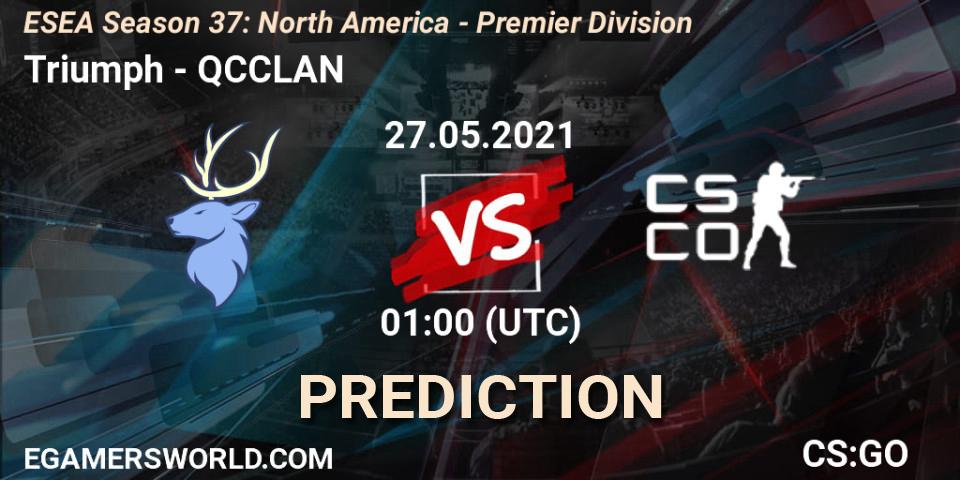 Triumph vs QCCLAN: Match Prediction. 27.05.2021 at 01:00, Counter-Strike (CS2), ESEA Season 37: North America - Premier Division