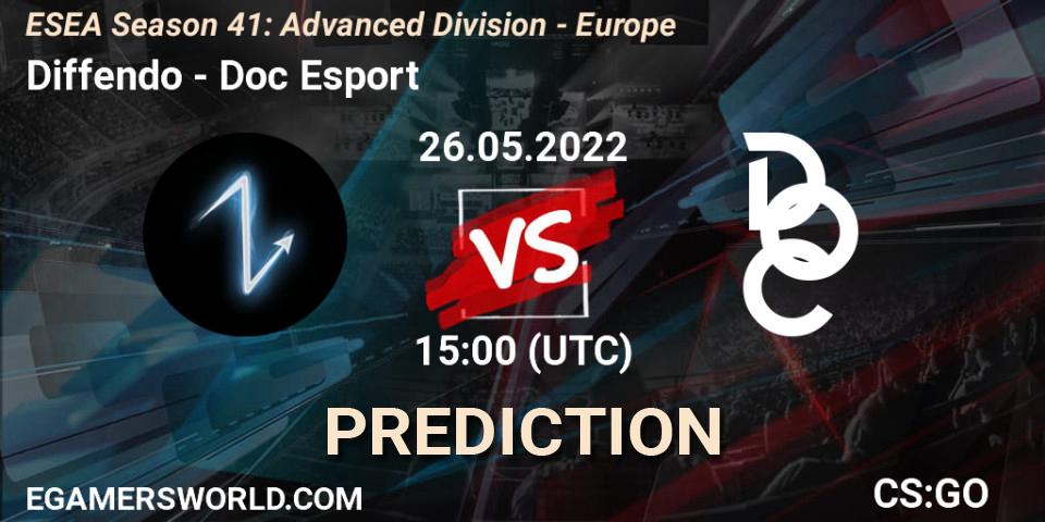 Diffendo vs Doc Esport: Match Prediction. 26.05.2022 at 15:00, Counter-Strike (CS2), ESEA Season 41: Advanced Division - Europe