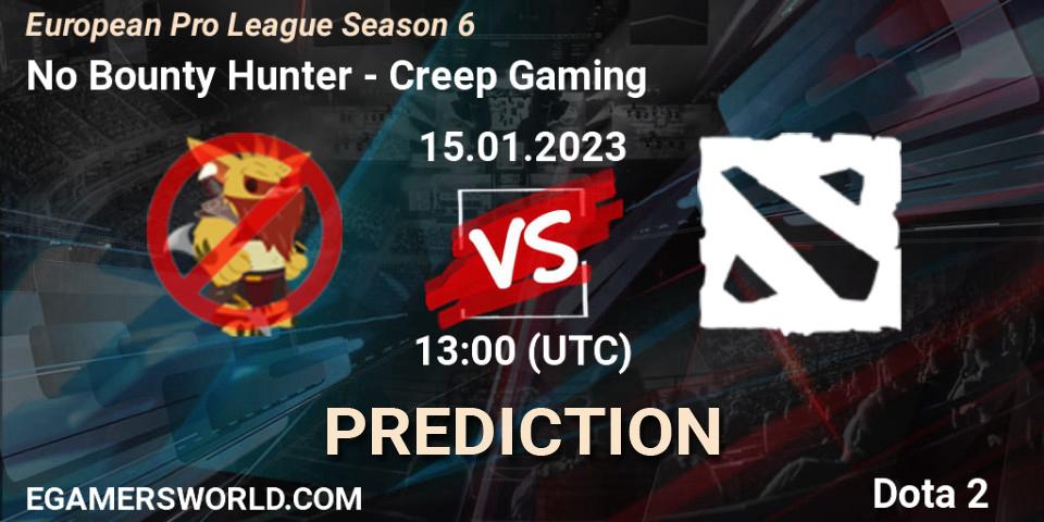 No Bounty Hunter vs Creep Gaming: Match Prediction. 15.01.2023 at 13:00, Dota 2, European Pro League Season 6