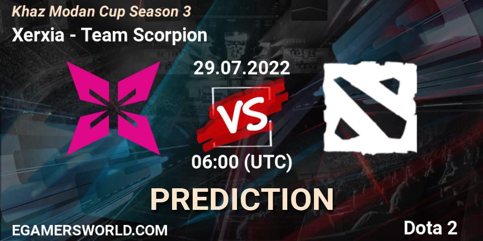 Xerxia vs Team Scorpion: Match Prediction. 29.07.2022 at 06:04, Dota 2, Khaz Modan Cup Season 3