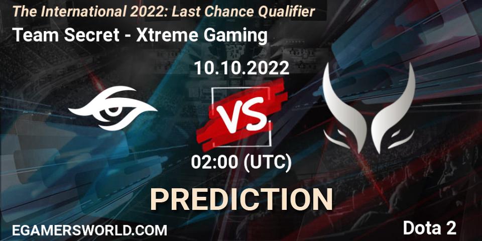 Team Secret vs Xtreme Gaming: Match Prediction. 10.10.2022 at 02:00, Dota 2, The International 2022: Last Chance Qualifier