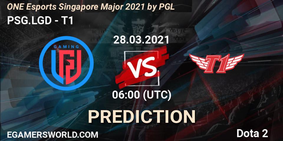 PSG.LGD vs T1: Match Prediction. 28.03.2021 at 06:40, Dota 2, ONE Esports Singapore Major 2021