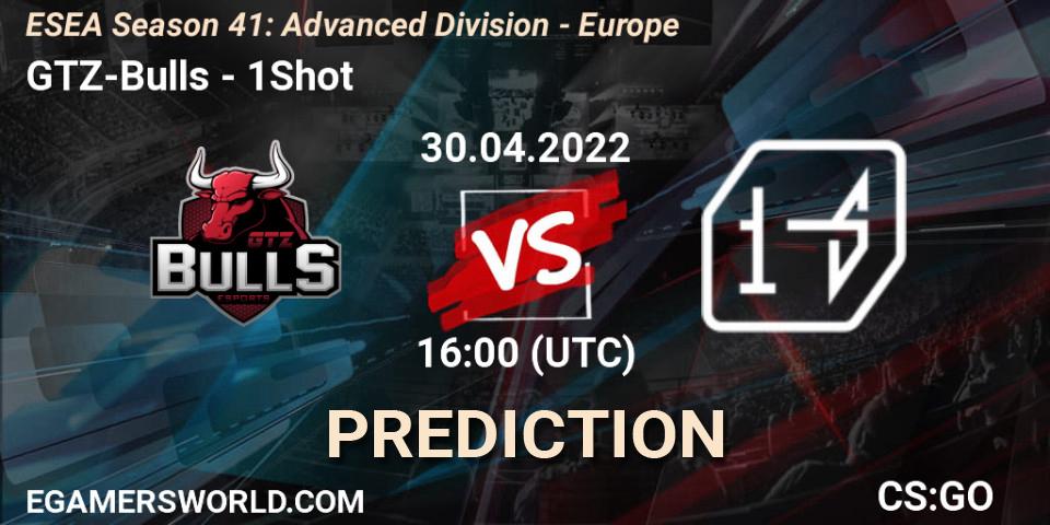 GTZ-Bulls vs 1Shot: Match Prediction. 30.04.2022 at 16:00, Counter-Strike (CS2), ESEA Season 41: Advanced Division - Europe