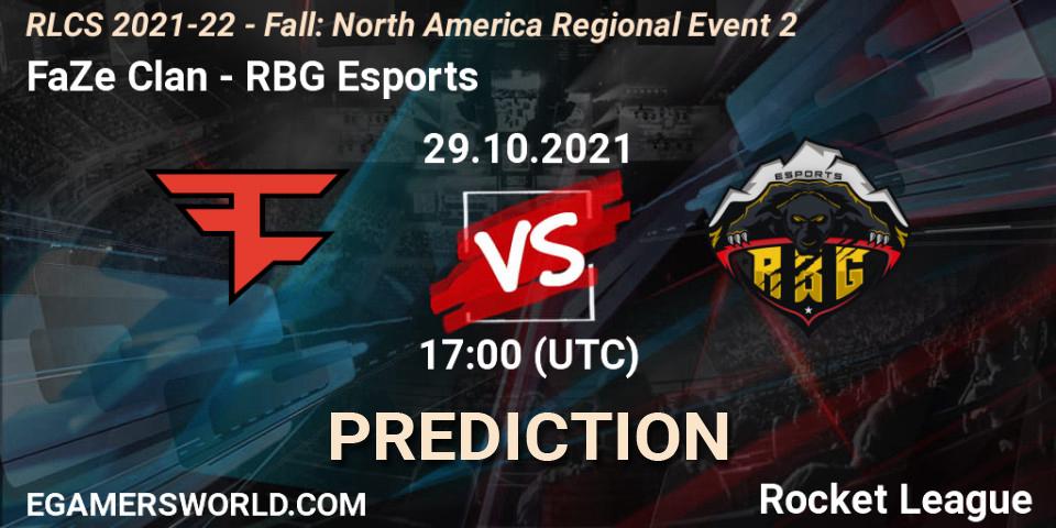 FaZe Clan vs RBG Esports: Match Prediction. 29.10.21, Rocket League, RLCS 2021-22 - Fall: North America Regional Event 2