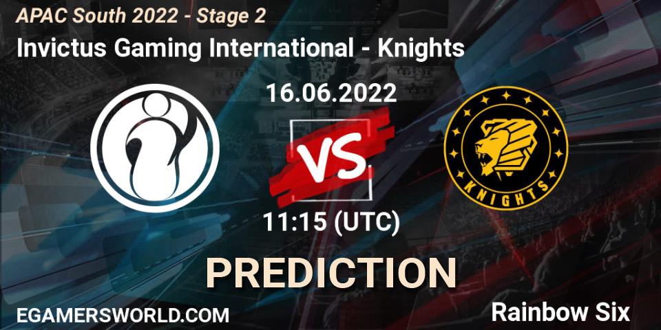 Invictus Gaming International vs Knights: Match Prediction. 16.06.2022 at 11:15, Rainbow Six, APAC South 2022 - Stage 2