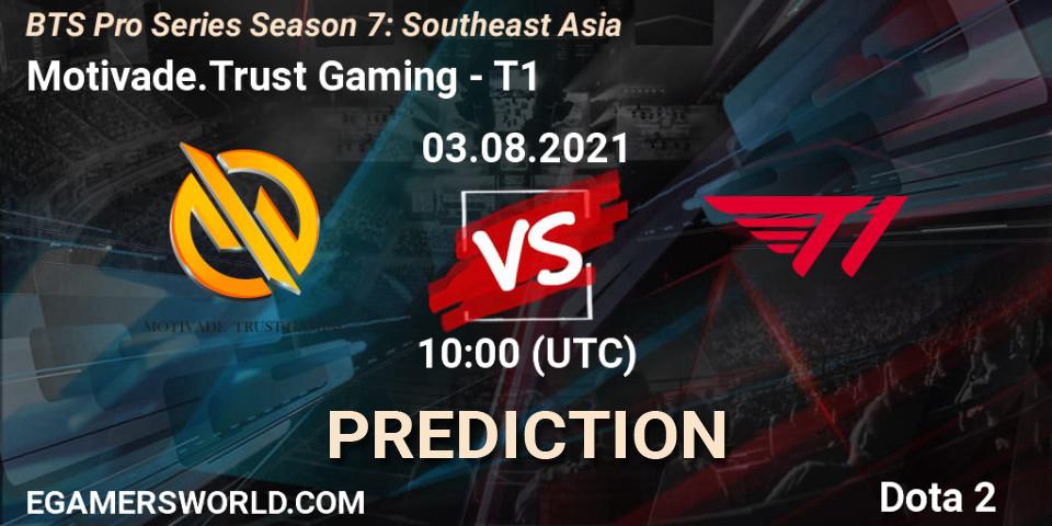 Motivade.Trust Gaming vs T1: Match Prediction. 03.08.2021 at 10:31, Dota 2, BTS Pro Series Season 7: Southeast Asia