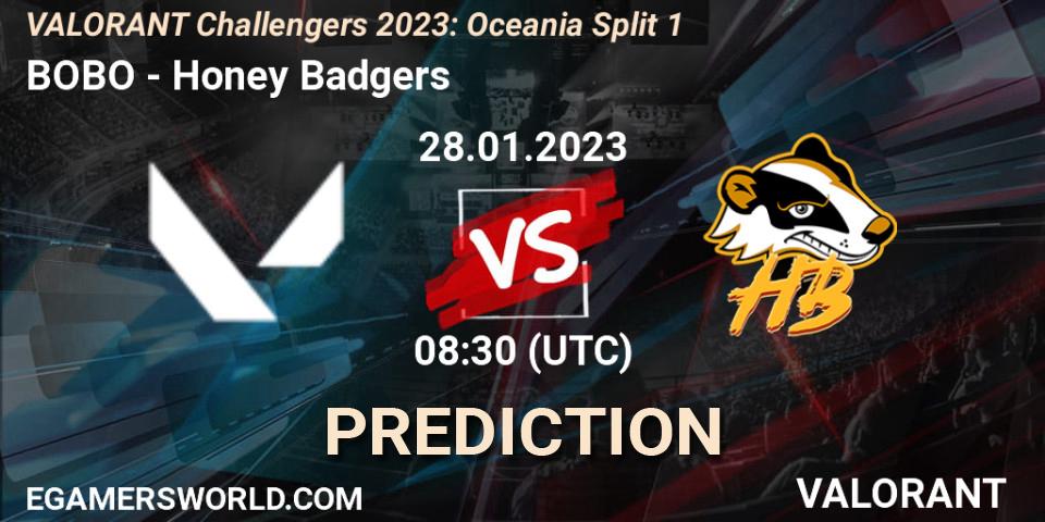 BOBO vs Honey Badgers: Match Prediction. 28.01.2023 at 06:30, VALORANT, VALORANT Challengers 2023: Oceania Split 1