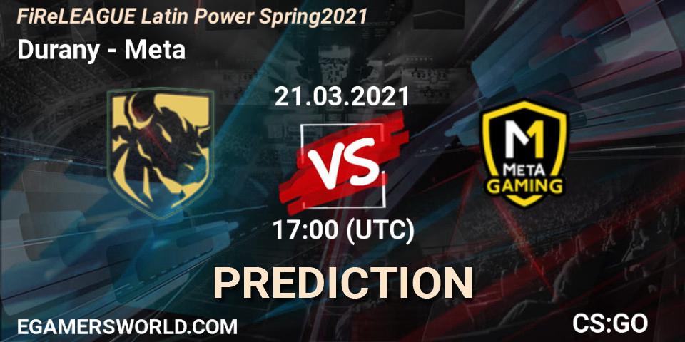 Durany vs Meta Gaming Brasil: Match Prediction. 21.03.2021 at 17:00, Counter-Strike (CS2), FiReLEAGUE Latin Power Spring 2021 - BLAST Premier Qualifier