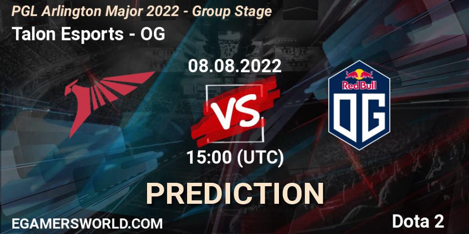 Talon Esports vs OG: Match Prediction. 08.08.2022 at 14:59, Dota 2, PGL Arlington Major 2022 - Group Stage