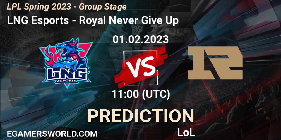 LNG Esports vs Royal Never Give Up: Match Prediction. 01.02.23, LoL, LPL Spring 2023 - Group Stage