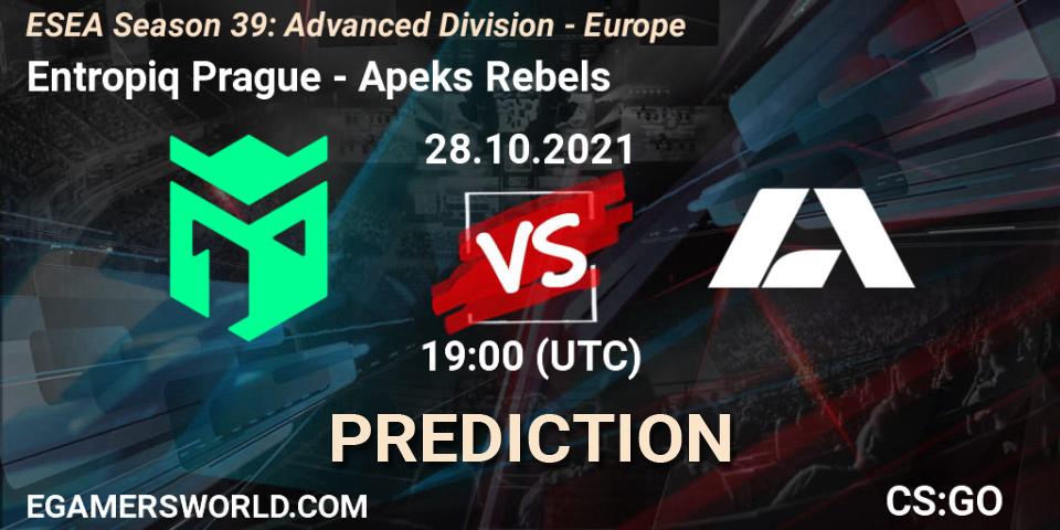 Entropiq Prague vs Apeks Rebels: Match Prediction. 28.10.2021 at 19:00, Counter-Strike (CS2), ESEA Season 39: Advanced Division - Europe