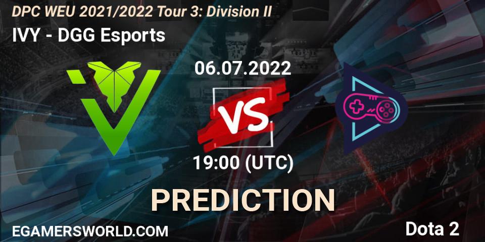 IVY vs DGG Esports: Match Prediction. 06.07.2022 at 19:01, Dota 2, DPC WEU 2021/2022 Tour 3: Division II