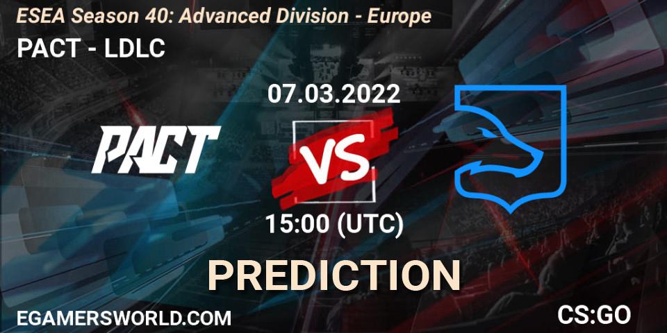 PACT vs LDLC: Match Prediction. 07.03.2022 at 15:00, Counter-Strike (CS2), ESEA Season 40: Advanced Division - Europe
