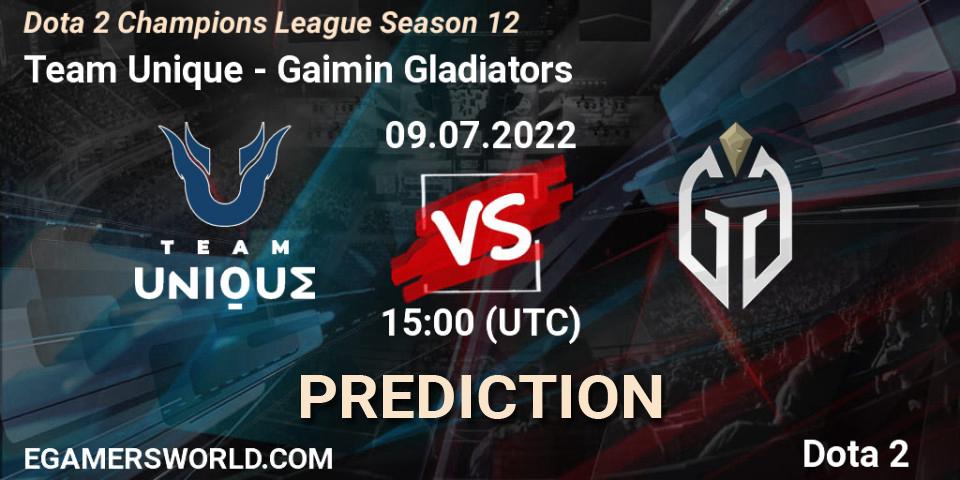 Team Unique vs Gaimin Gladiators: Match Prediction. 09.07.22, Dota 2, Dota 2 Champions League Season 12