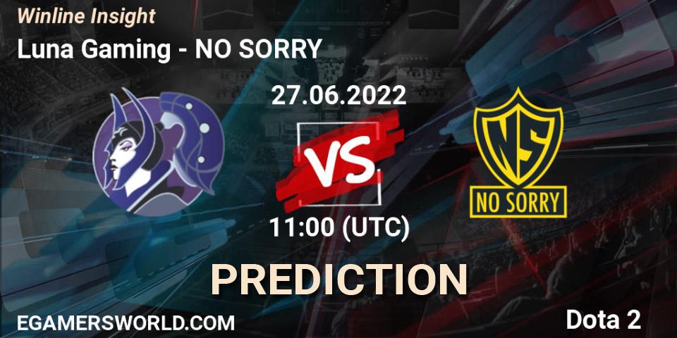 Luna Gaming vs NO SORRY: Match Prediction. 27.06.2022 at 11:00, Dota 2, Winline Insight