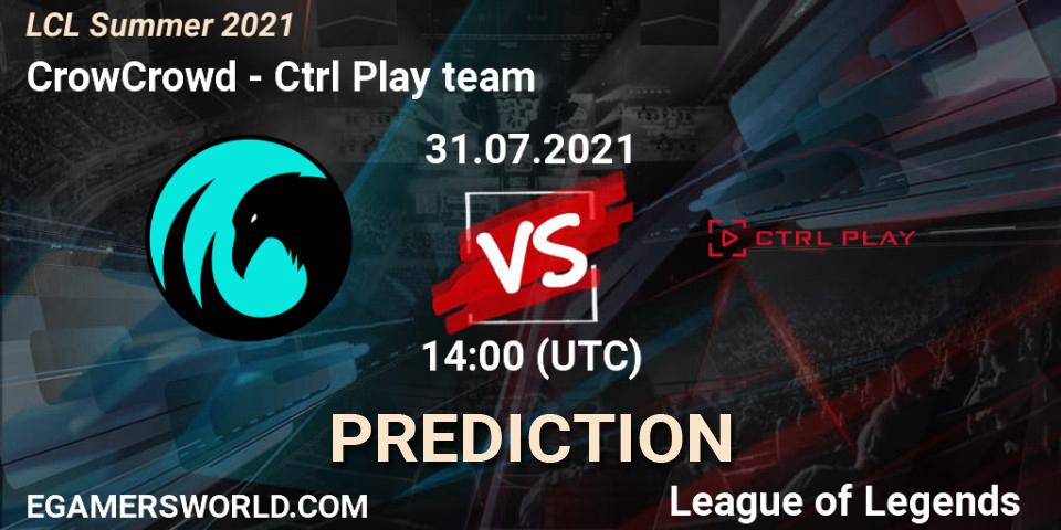 CrowCrowd vs Ctrl Play team: Match Prediction. 31.07.2021 at 14:00, LoL, LCL Summer 2021