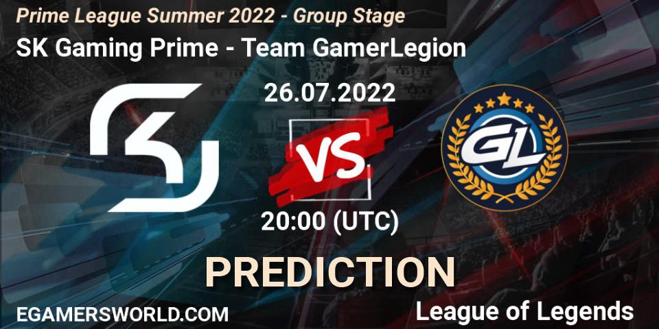 SK Gaming Prime vs Team GamerLegion: Match Prediction. 26.07.22, LoL, Prime League Summer 2022 - Group Stage