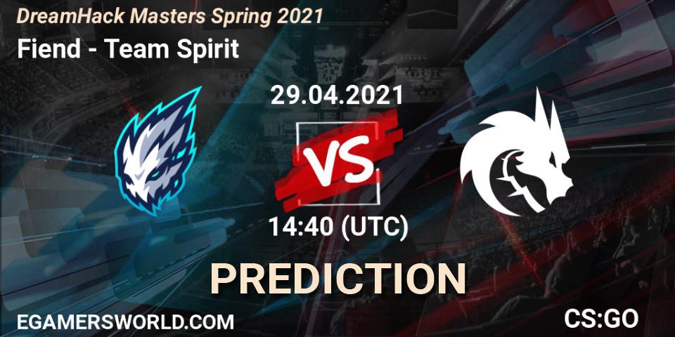 Fiend vs Team Spirit: Match Prediction. 29.04.2021 at 15:30, Counter-Strike (CS2), DreamHack Masters Spring 2021