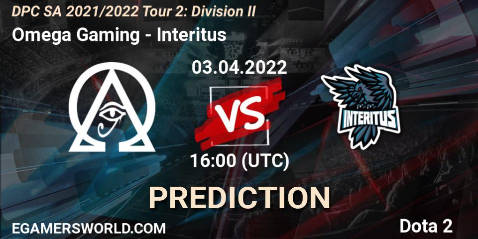 Omega Gaming vs Interitus: Match Prediction. 03.04.2022 at 16:01, Dota 2, DPC 2021/2022 Tour 2: SA Division II (Lower)