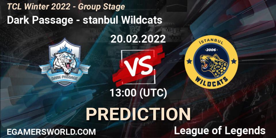 Dark Passage vs İstanbul Wildcats: Match Prediction. 20.02.2022 at 13:00, LoL, TCL Winter 2022 - Group Stage