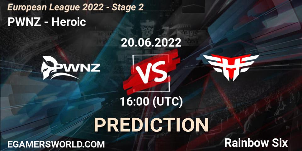 PWNZ vs Heroic: Match Prediction. 20.06.2022 at 16:00, Rainbow Six, European League 2022 - Stage 2