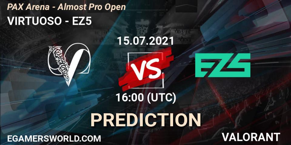 VIRTUOSO vs EZ5: Match Prediction. 15.07.2021 at 21:00, VALORANT, PAX Arena - Almost Pro Open