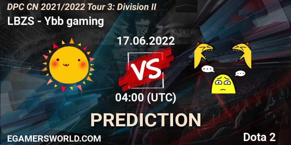LBZS vs Ybb gaming: Match Prediction. 17.06.2022 at 04:02, Dota 2, DPC CN 2021/2022 Tour 3: Division II