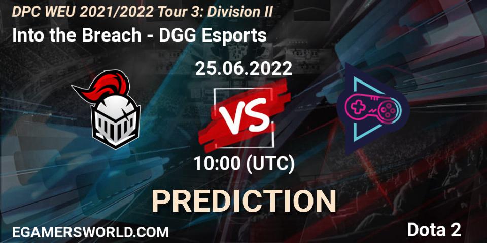 Into the Breach vs DGG Esports: Match Prediction. 25.06.2022 at 09:55, Dota 2, DPC WEU 2021/2022 Tour 3: Division II