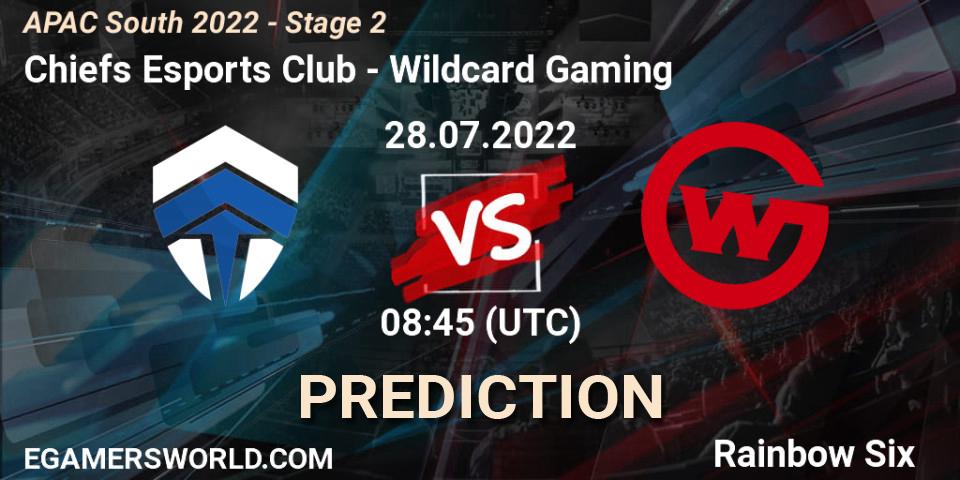 Chiefs Esports Club vs Wildcard Gaming: Match Prediction. 28.07.2022 at 08:45, Rainbow Six, APAC South 2022 - Stage 2