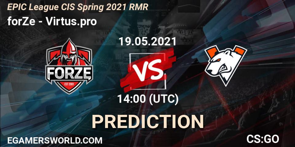 forZe vs Virtus.pro: Match Prediction. 19.05.21, CS2 (CS:GO), EPIC League CIS Spring 2021 RMR