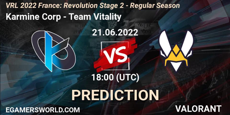 Karmine Corp vs Team Vitality: Match Prediction. 21.06.2022 at 18:15, VALORANT, VRL 2022 France: Revolution Stage 2 - Regular Season