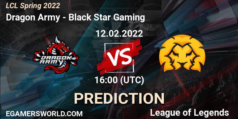 Dragon Army vs Black Star Gaming: Match Prediction. 12.02.2022 at 16:00, LoL, LCL Spring 2022