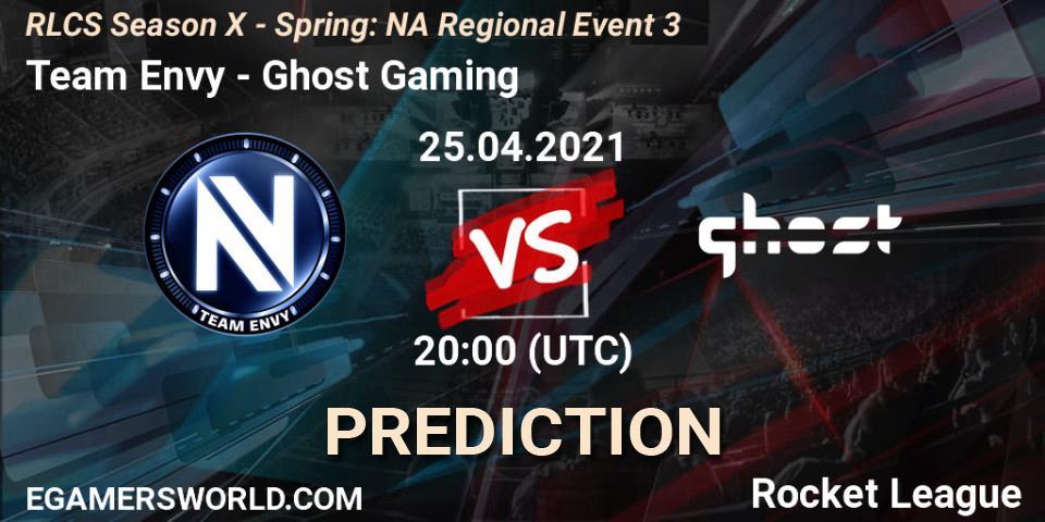 Team Envy vs Ghost Gaming: Match Prediction. 25.04.2021 at 19:55, Rocket League, RLCS Season X - Spring: NA Regional Event 3