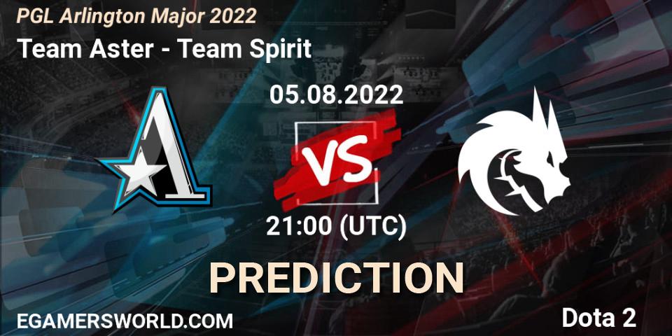 Team Aster vs Team Spirit: Match Prediction. 05.08.2022 at 22:32, Dota 2, PGL Arlington Major 2022 - Group Stage