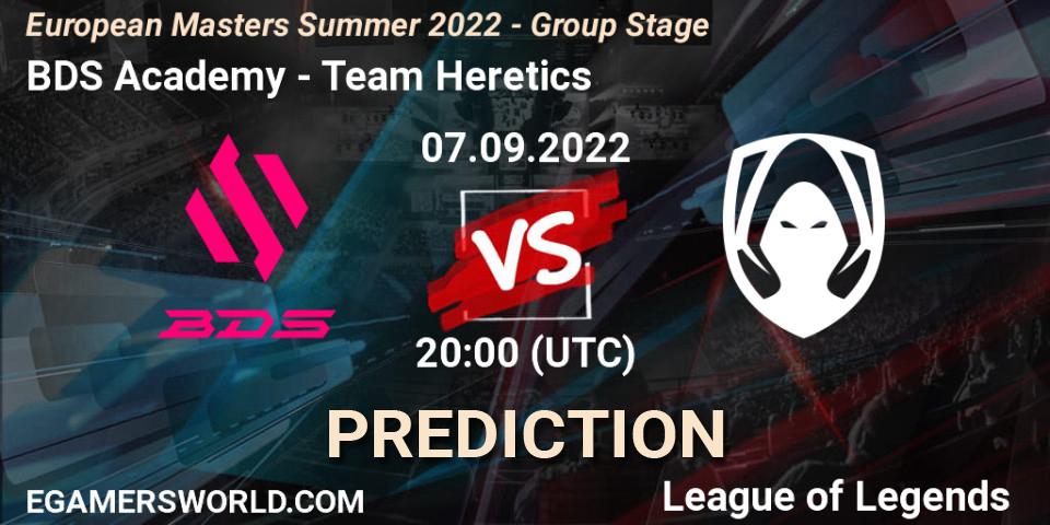 BDS Academy vs Team Heretics: Match Prediction. 07.09.2022 at 20:00, LoL, European Masters Summer 2022 - Group Stage