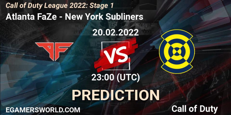 Atlanta FaZe vs New York Subliners: Match Prediction. 20.02.2022 at 23:00, Call of Duty, Call of Duty League 2022: Stage 1