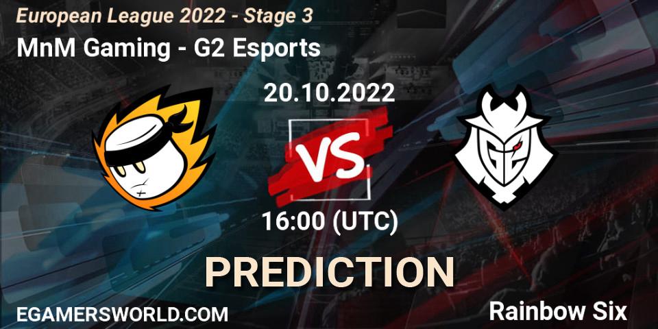 MnM Gaming vs G2 Esports: Match Prediction. 20.10.2022 at 19:45, Rainbow Six, European League 2022 - Stage 3