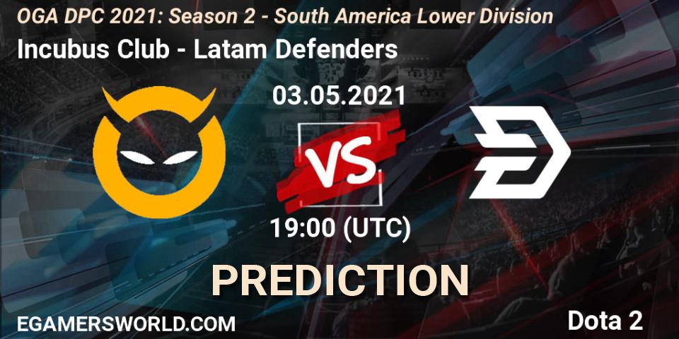 Incubus Club vs Latam Defenders: Match Prediction. 03.05.2021 at 19:01, Dota 2, OGA DPC 2021: Season 2 - South America Lower Division 
