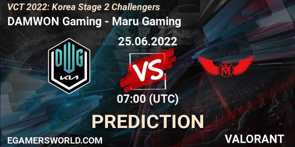 DAMWON Gaming vs Maru Gaming: Match Prediction. 25.06.2022 at 07:00, VALORANT, VCT 2022: Korea Stage 2 Challengers