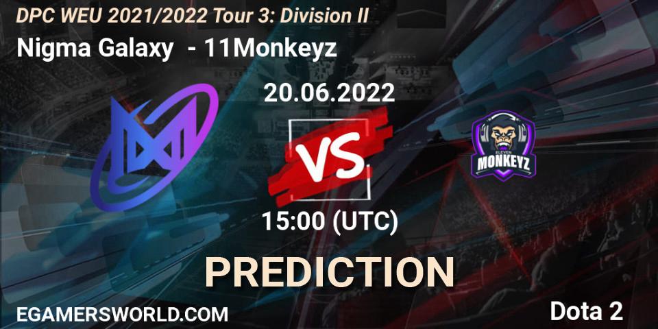 Nigma Galaxy vs 11Monkeyz: Match Prediction. 20.06.2022 at 15:55, Dota 2, DPC WEU 2021/2022 Tour 3: Division II