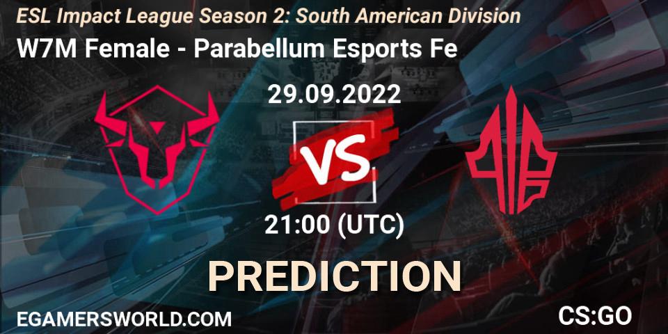 W7M Female vs Parabellum Esports Fe: Match Prediction. 29.09.22, CS2 (CS:GO), ESL Impact League Season 2: South American Division